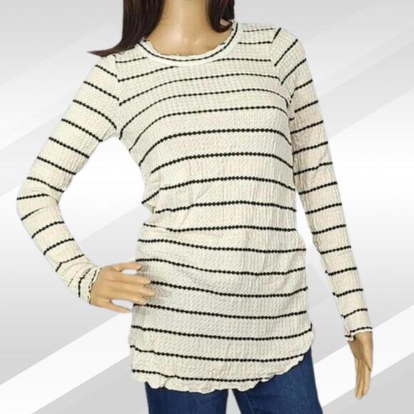 2/$50 Chaser Waffle Knit White with Black Stripes Sweater Size M - Picture 1 of 5